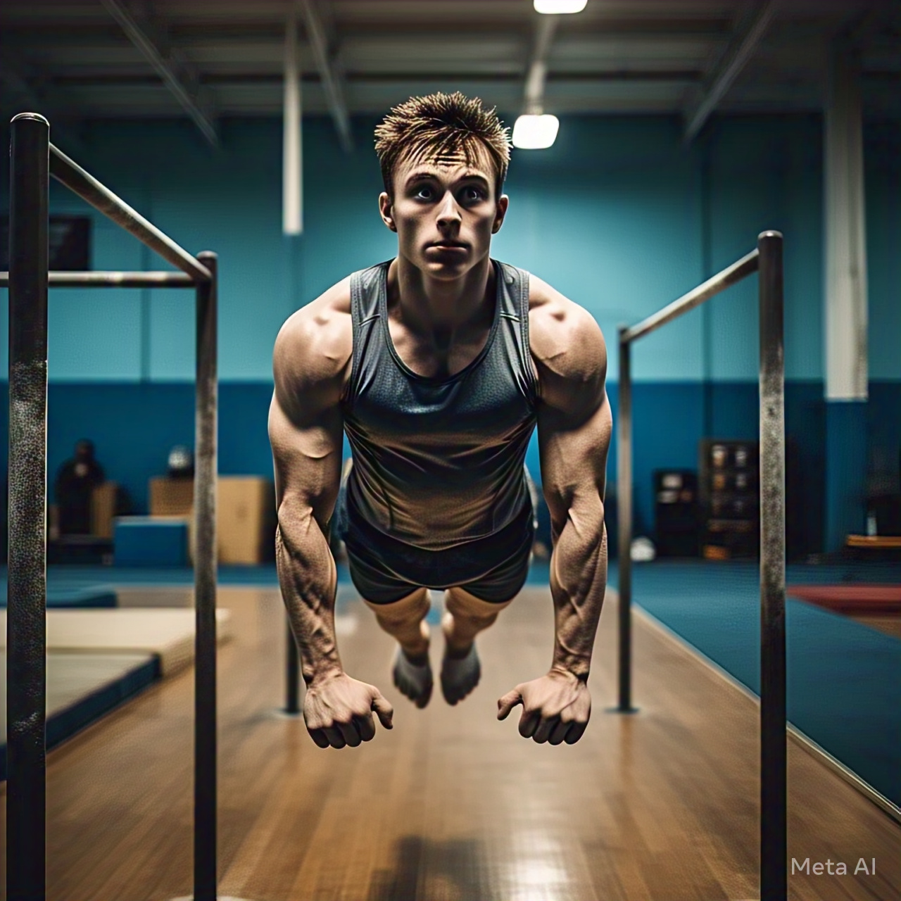 Atleta entrenando en barras