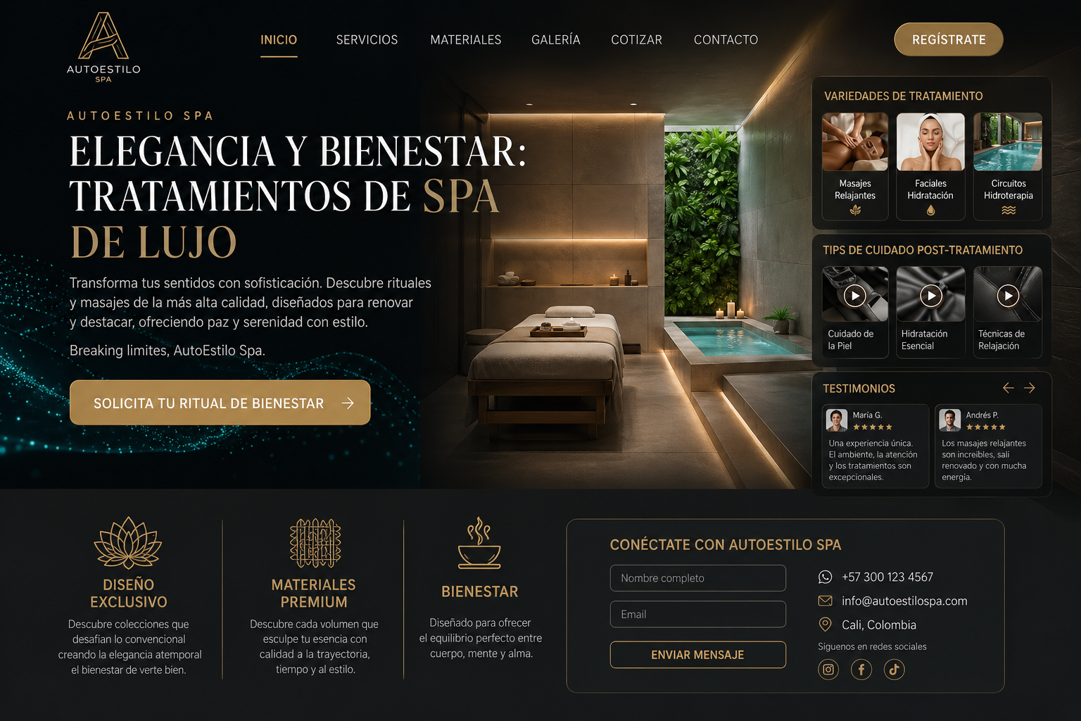 Diseño de Interfaz para Centro de Spa y Bienestar