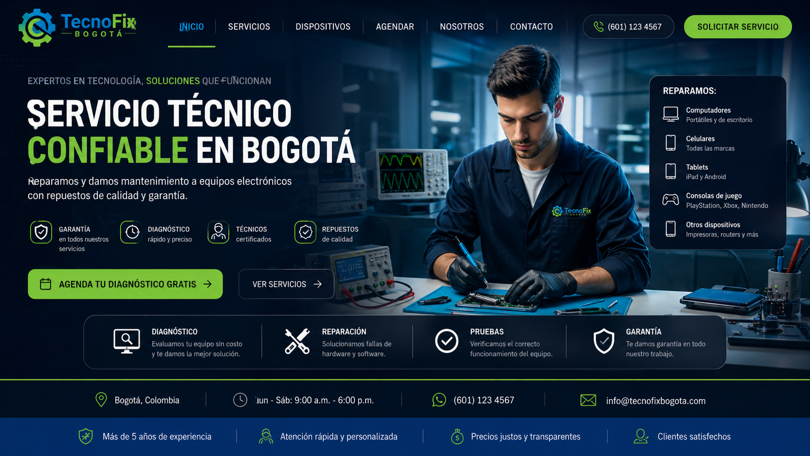 Modelo de Sitio Web para Servicio Técnico - TecnoFix Bogotá